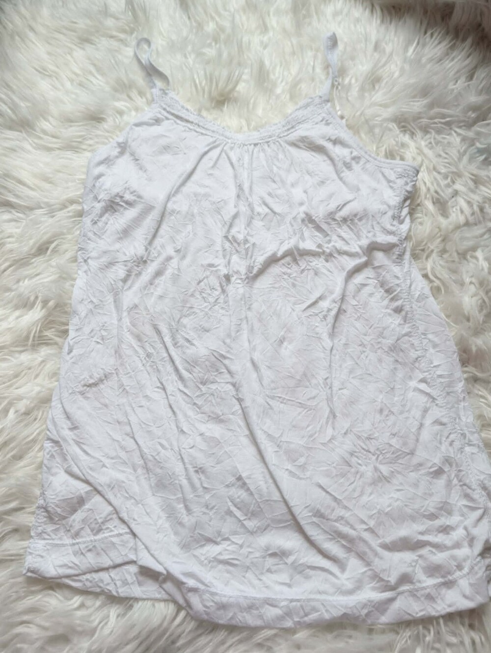 VTG SO Wear It Declare It White Crinkle Camisole Top L Y2K Boho 2000s